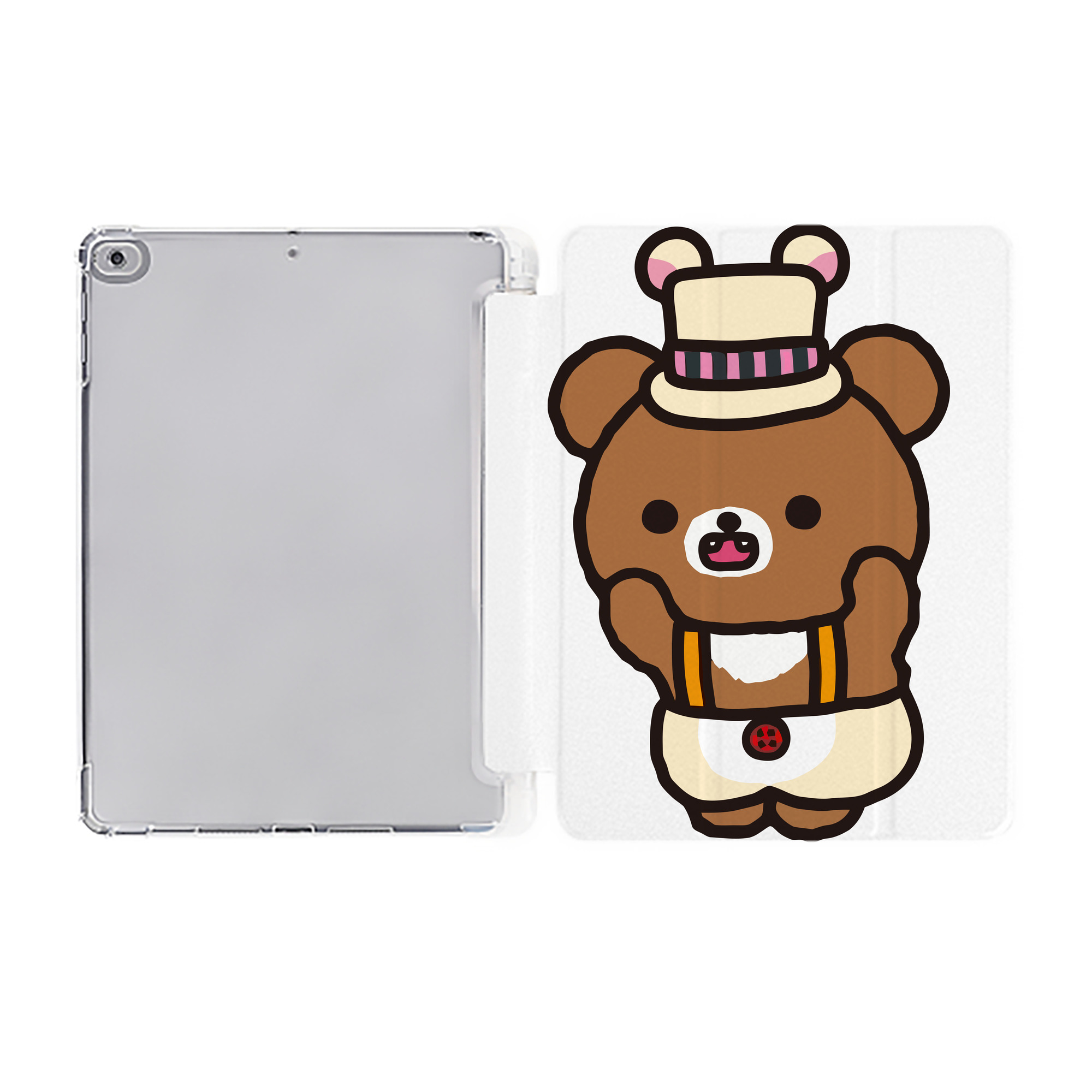 （画像用） リラックマ リラックマ キイロイトリ Rilakkuma Korilakkuma Kiiroitori IPad ケース ペン収納付き 三つ折りスタンド PUレザー×シリコン 対応機種9.5/10.5/10.9インチ